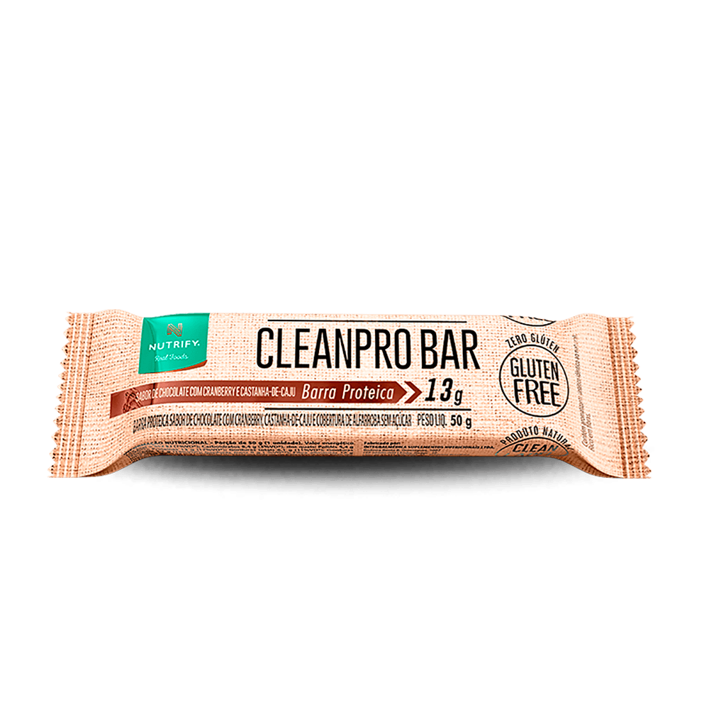Cleanpro Bar Sabor Chocolate com Cranberry e Castanha de Caju 50g Nutrify