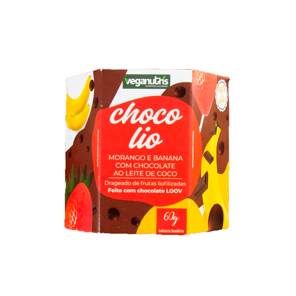 Choco Lio Morango e Banana com Chocolate Loov 60g Veganutris