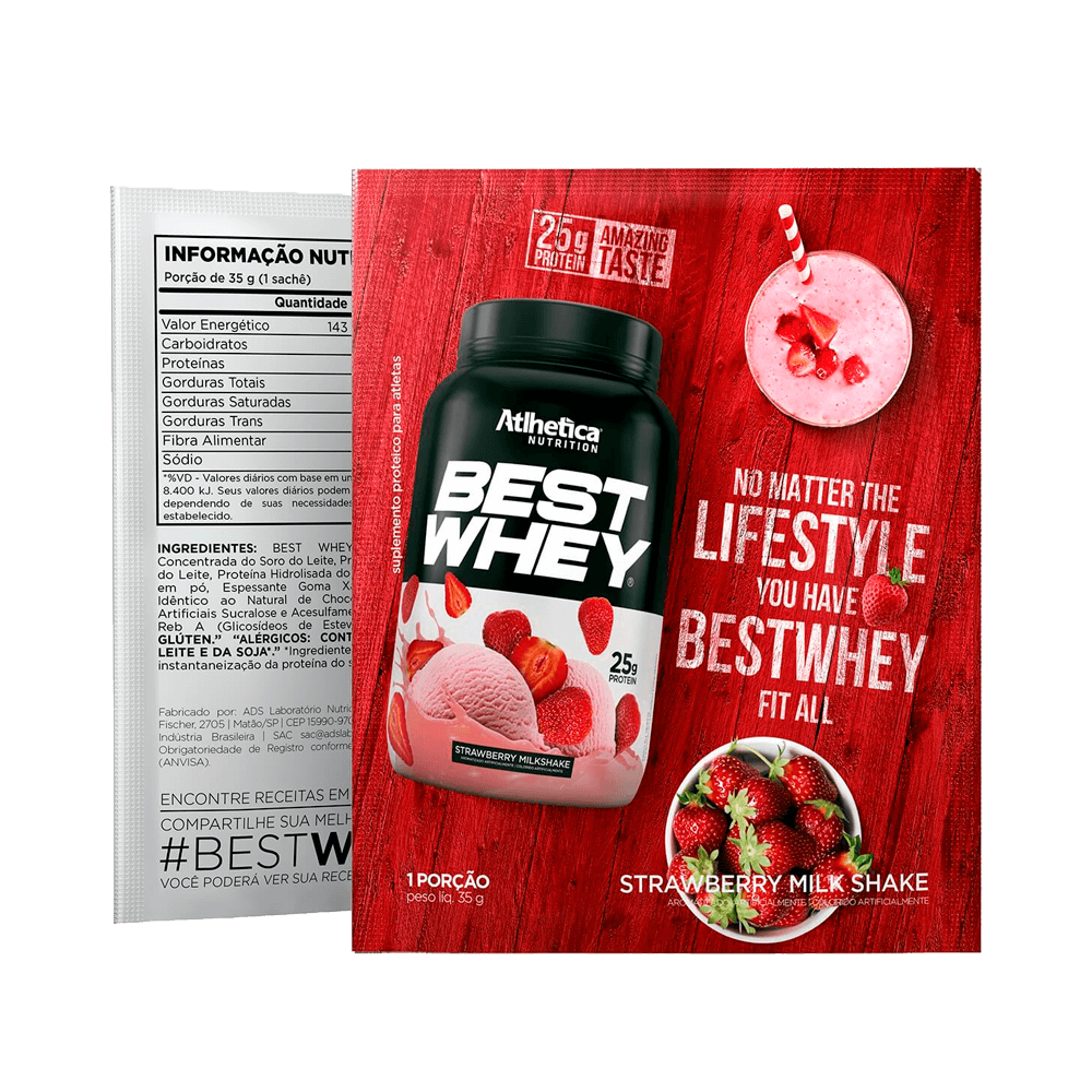 Sachê Best Whey Morango 35g Atlhetica Nutrition Sachê Best Whey Morango 35g Atlhetica Nutrition