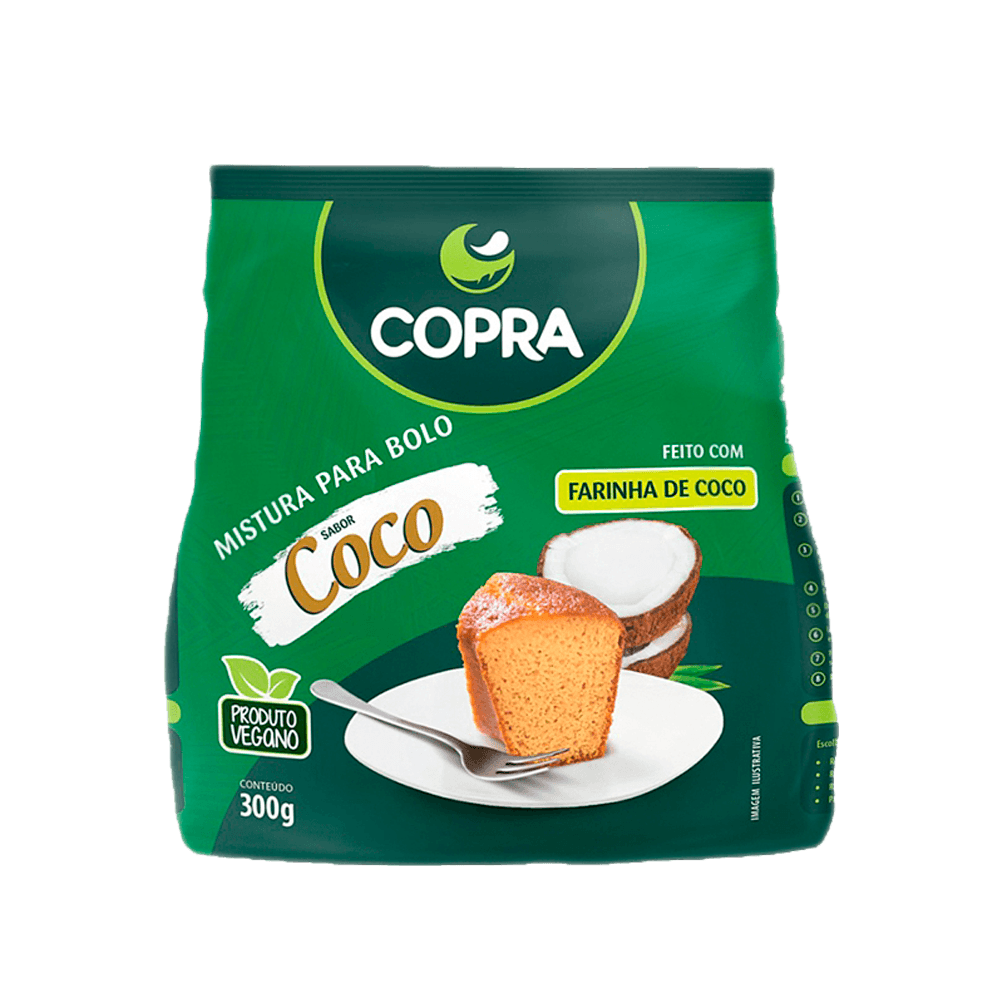 Mistura para Bolo Vegana Sabor Coco 300g Copra - Empório Quatro Estrelas -  emporioquatroestrelas