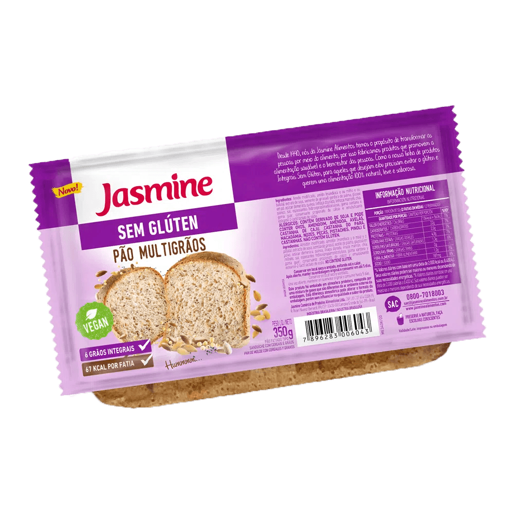 Pão Multigrãos Sem Glúten 350g Jasmine
