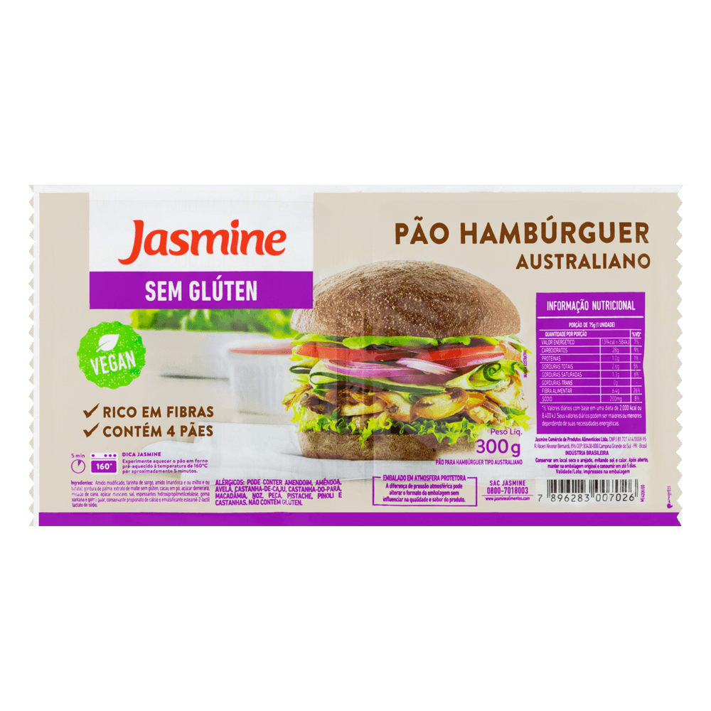 Pão de Hambúrguer Australiano 300g Jasmine