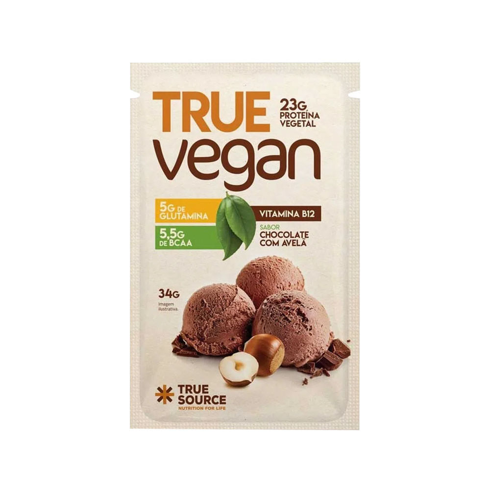 Proteína Vegana True Vegan Chocolate com Avelãs 34g True Source