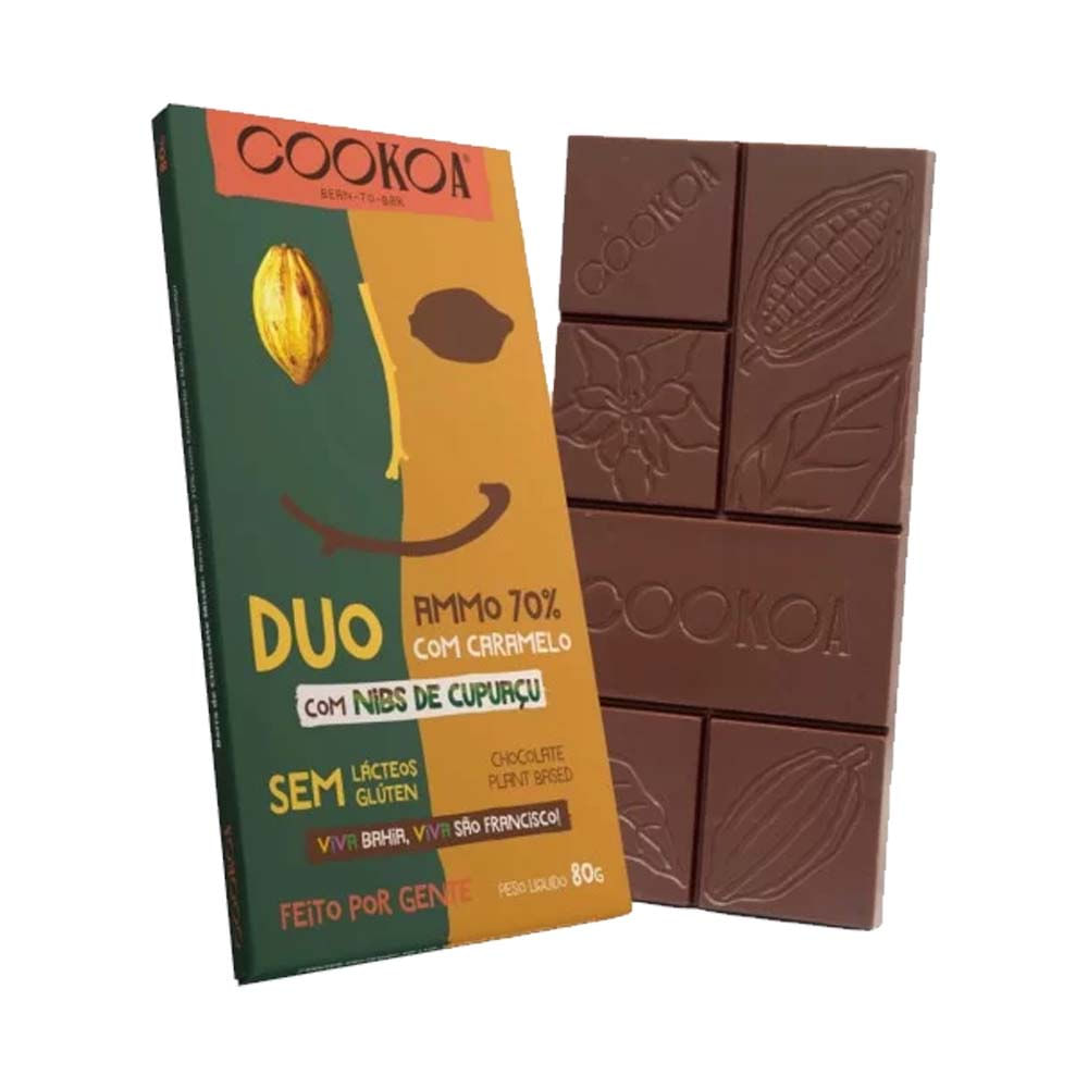 Chocolate Vegano Duo AMMO 70% e Caramelo 80g Cookoa