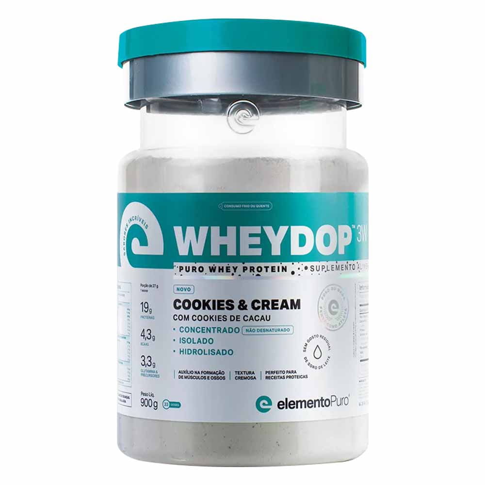 Wheydop Whey Protein 3W Sabor Cookies Cream 900g Elemento Puro
