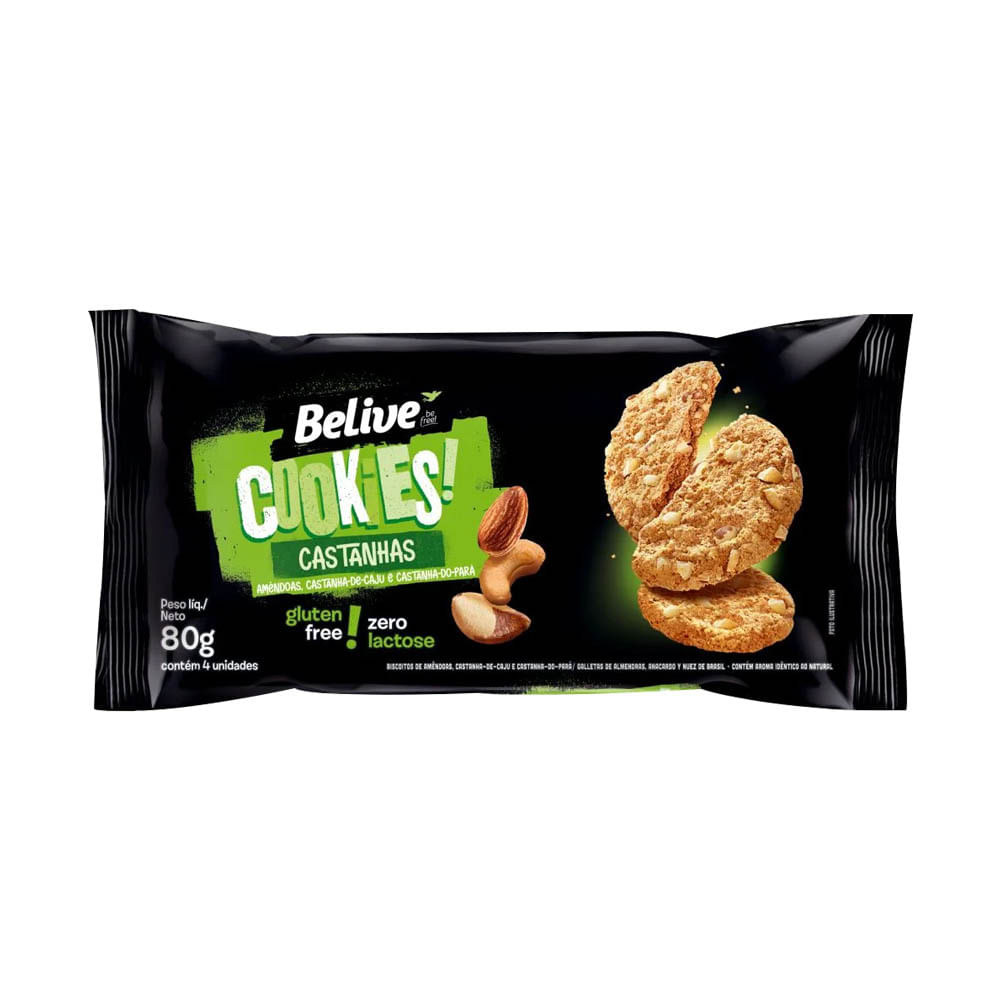 Cookies Gluten Free Zero Lactose Mix de Castanhas 80g Belive