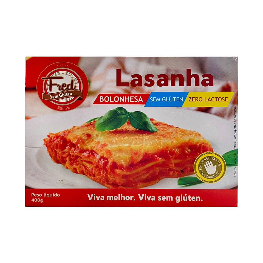 Lasanha Bolonhesa Sem Glúten e Lactose 400g Fred Sem Glúten