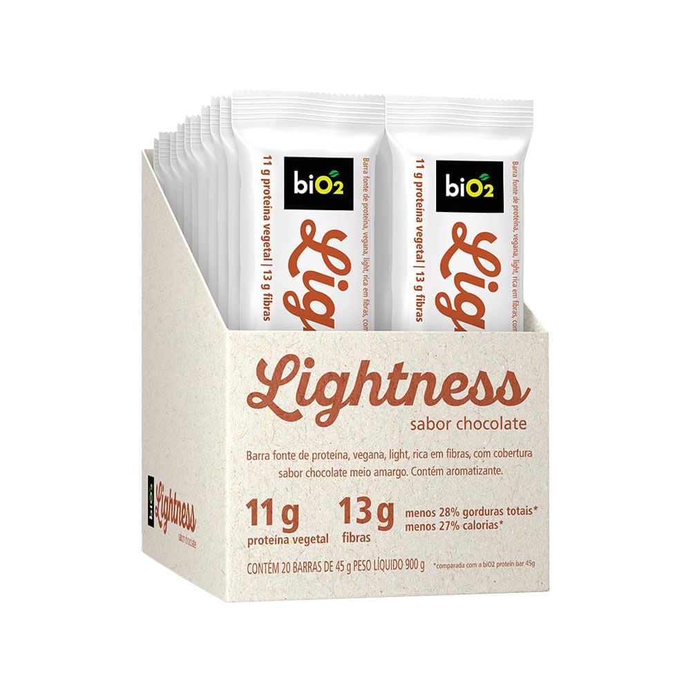 Barra de Proteína Vegana Lightness Sabor Chocolate 45g BiO2
