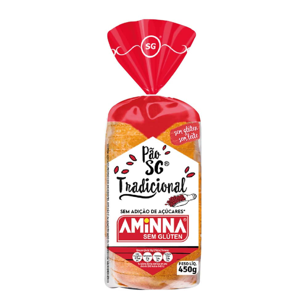 Pão Tradicional Sem Glúten Sem Leite e Sem Açúcar Aminna