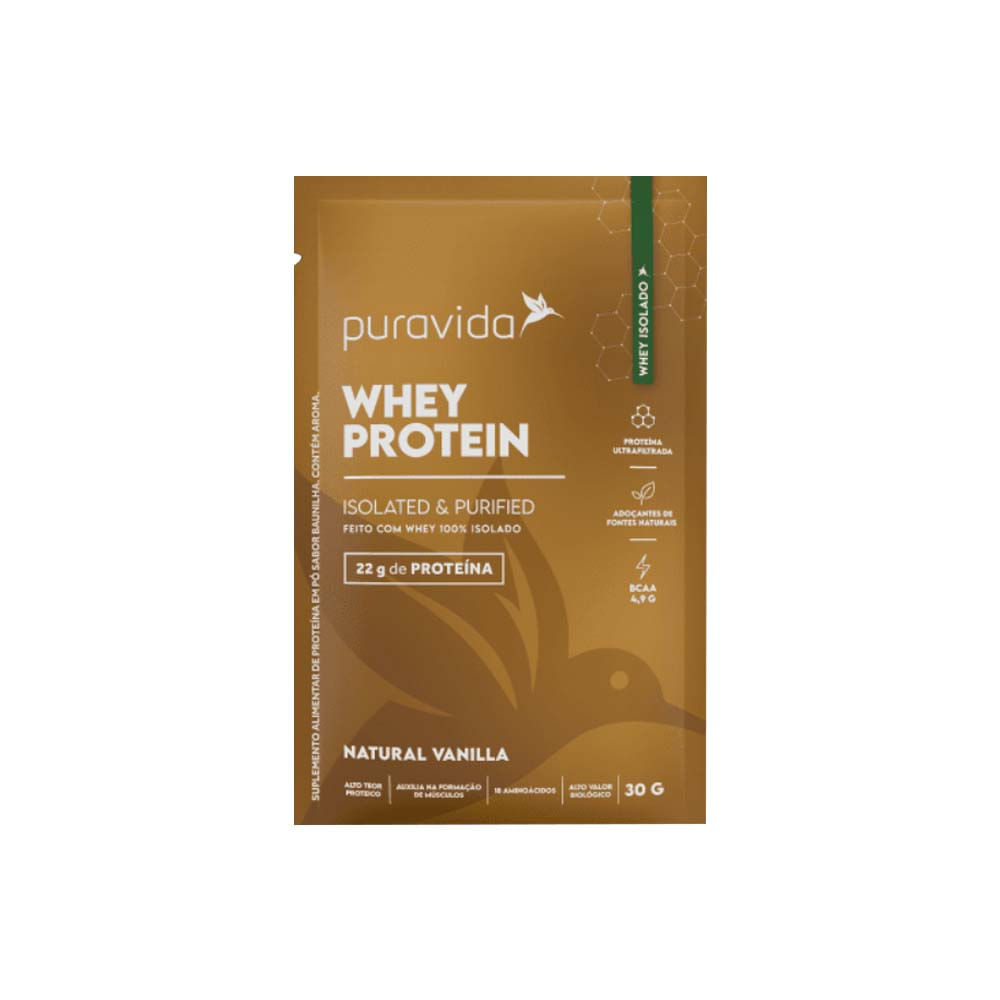 Whey Protein 100% Isolado Sabor Natural Vanilla 30g Puravida
