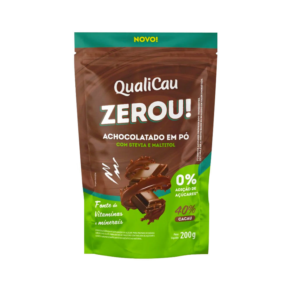 Achocolatado em Pó ZEROU com Stevia e Maltitol 200g QualiCau