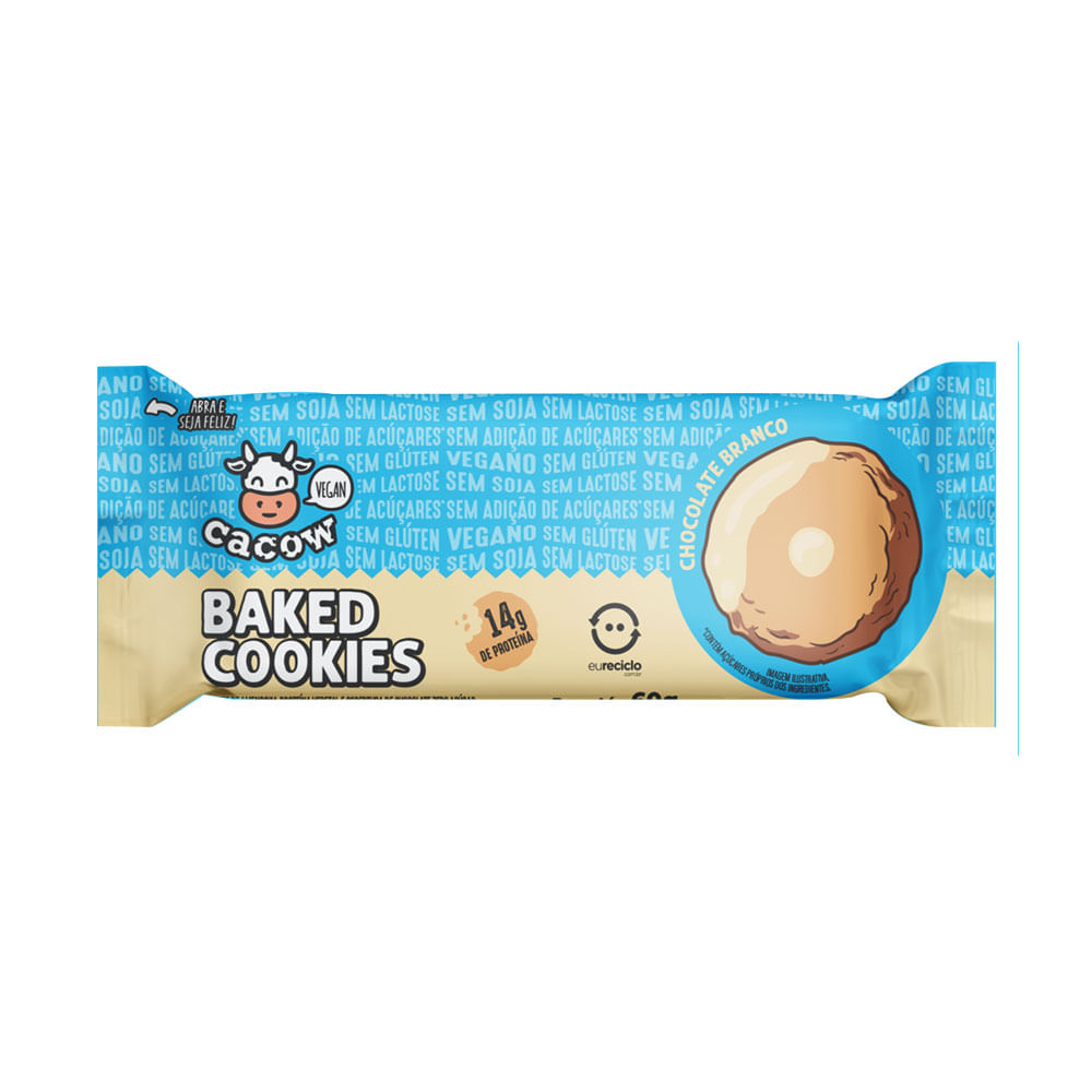Baked Cookies Vegano com Chocolate Branco 60g Cacow