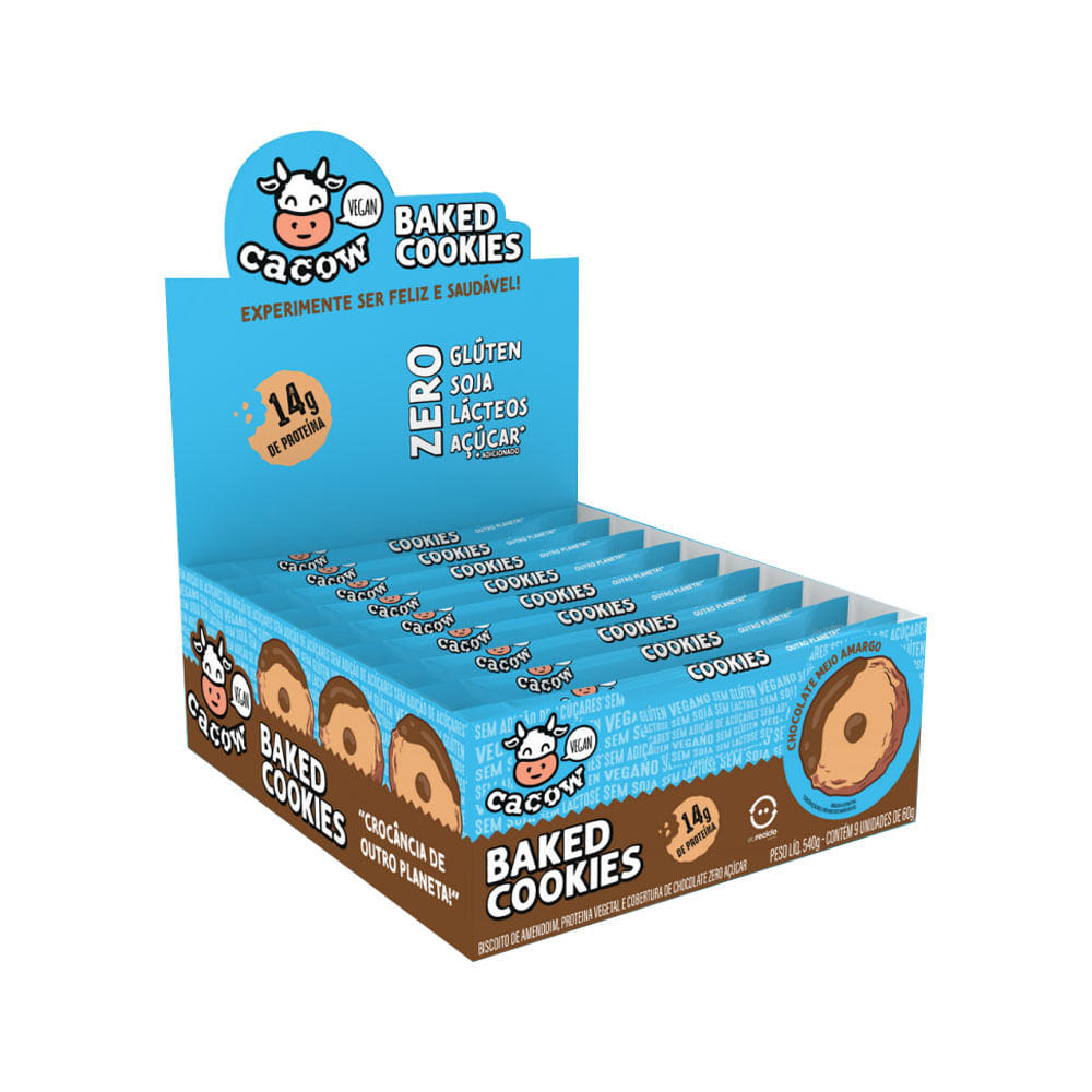 Cacow — Baked Cookies Meio Amargo Display 9x60g Vegano