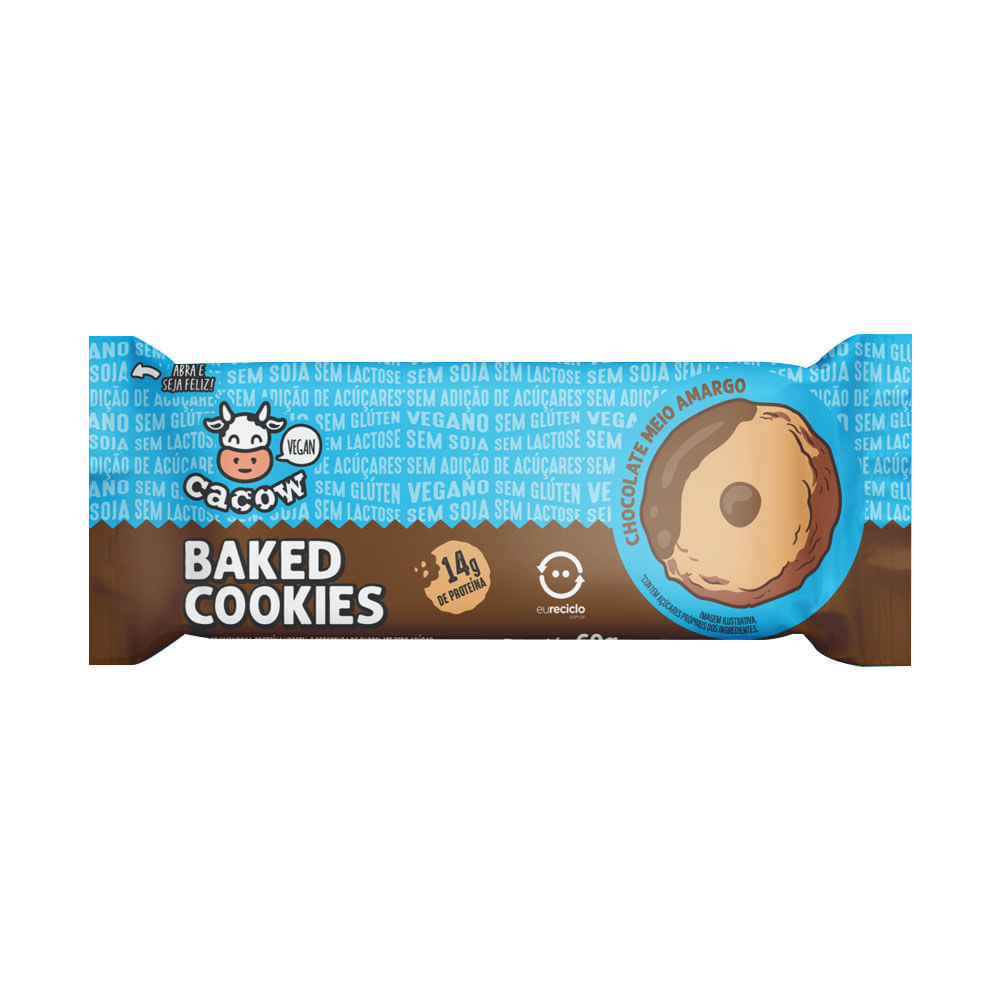 Cacow — Baked Cookies Chocolate Meio Amargo 60g Vegano