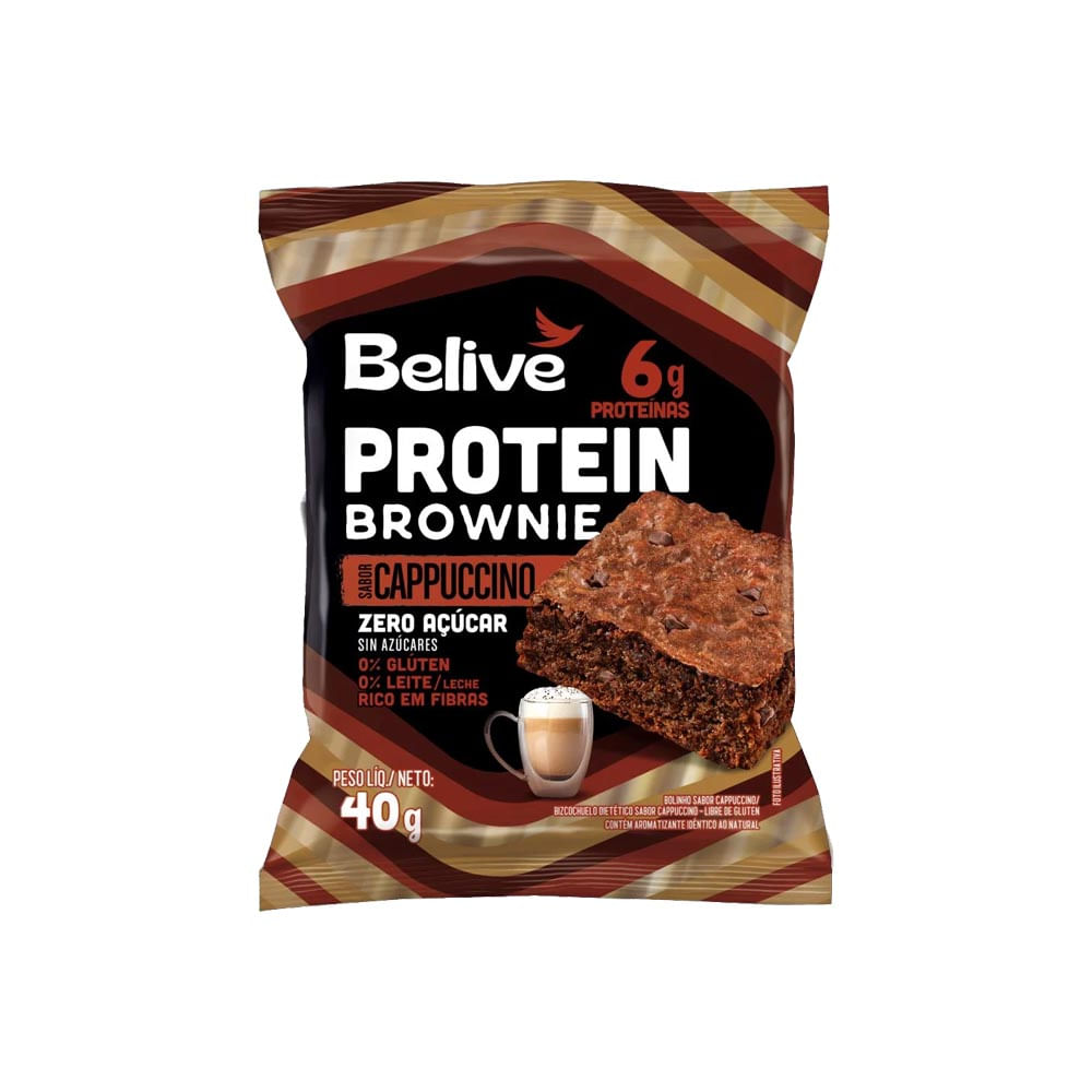 Brownie Protein Zero Sem Glúten e Lactose sabor Cappuccino 40g Belive