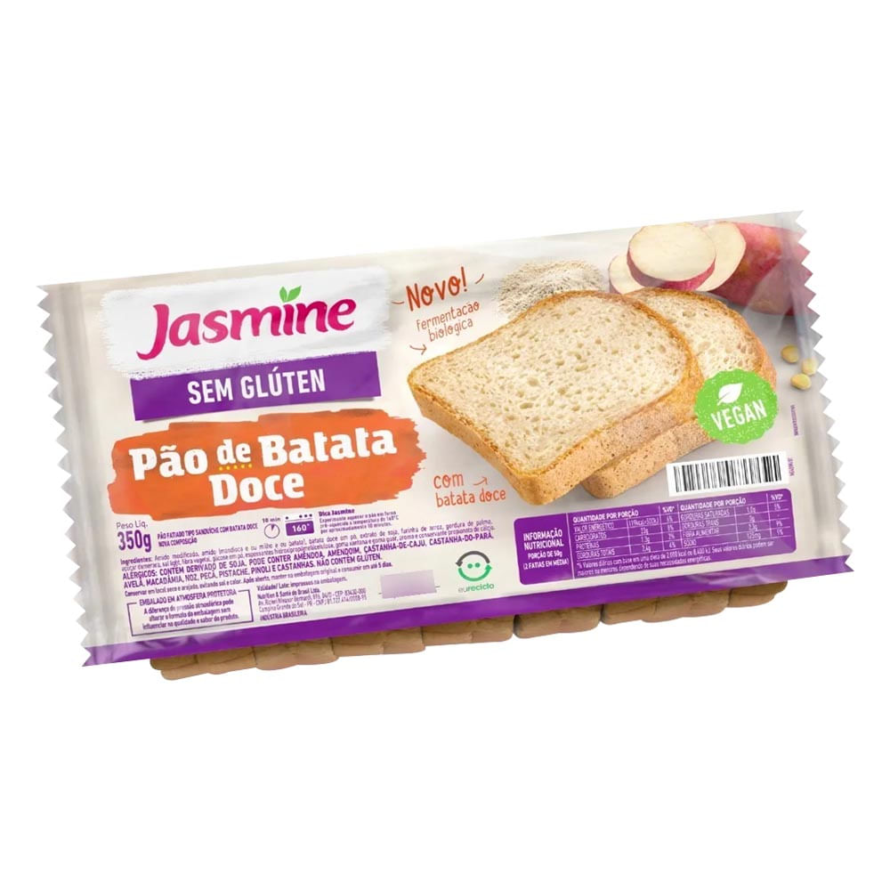Pão de Batata Doce Vegano Sem Glúten 350g Jasmine