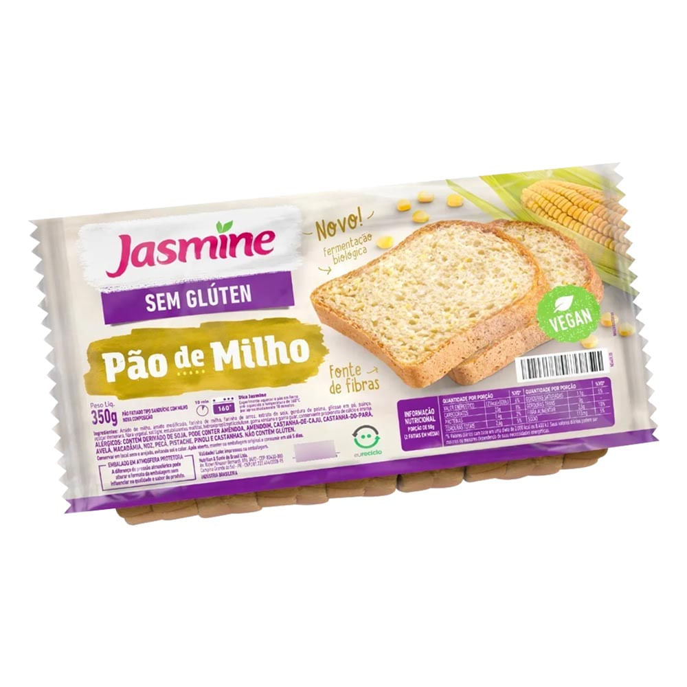 Pão de Milho Vegano Sem Glúten 350g Jasmine