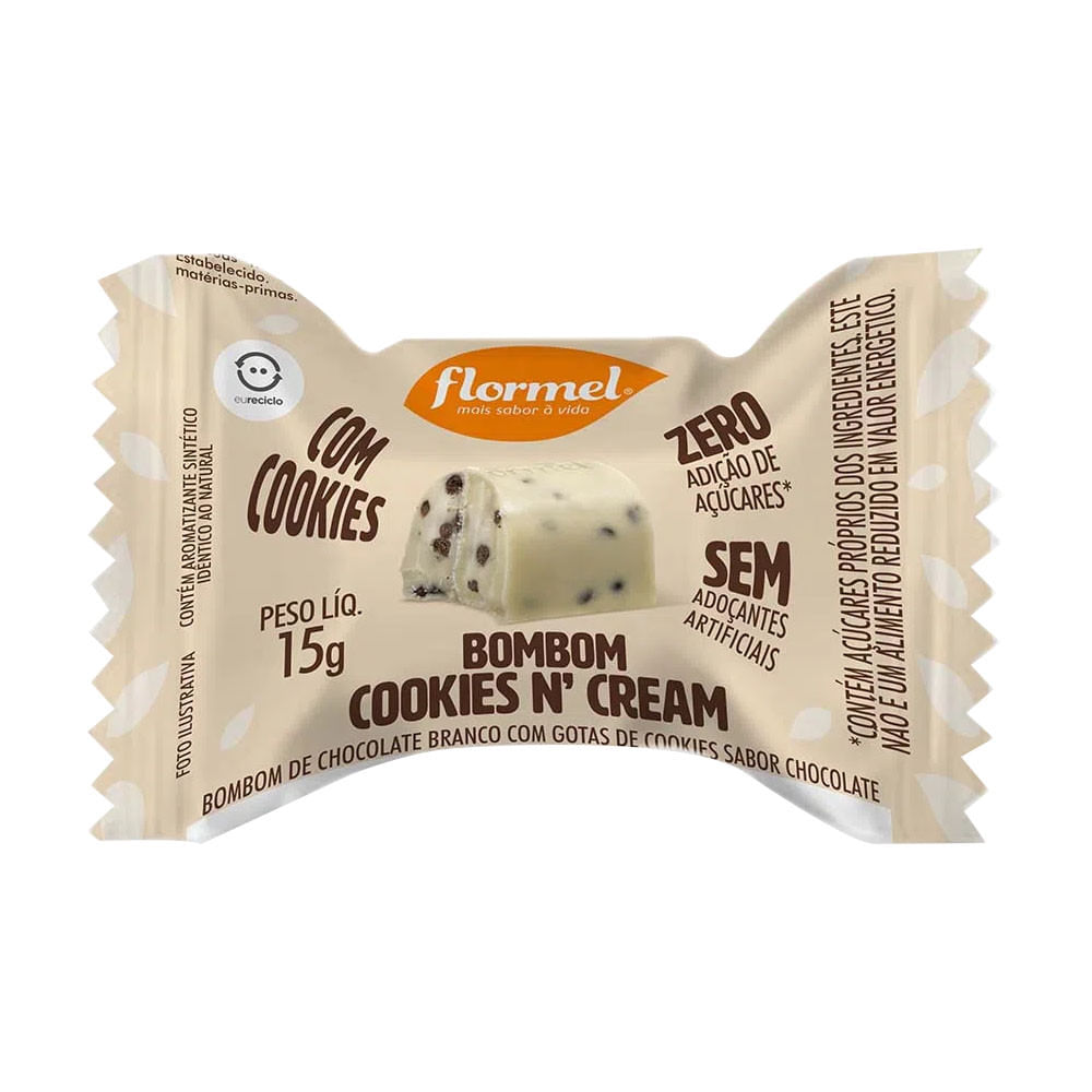 Bombom Cookies n Cream Zero Açúcar 15g Flormel