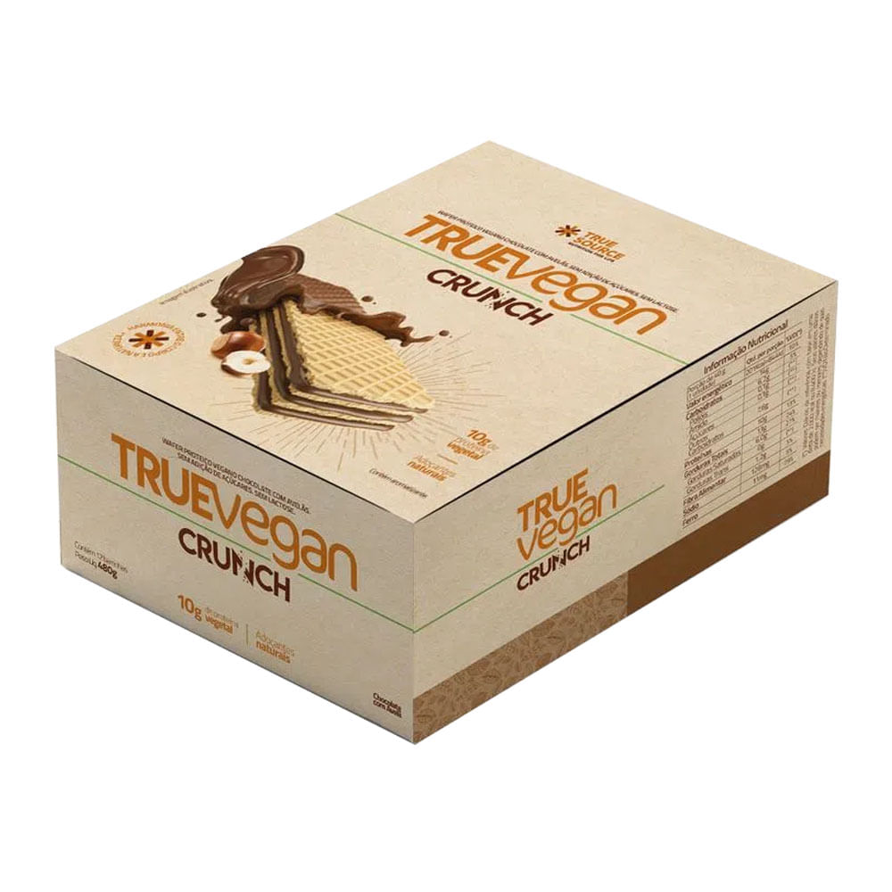 Display True Vegan Crunch Sabor Chocolate com Avelã 12 Unidades True Source