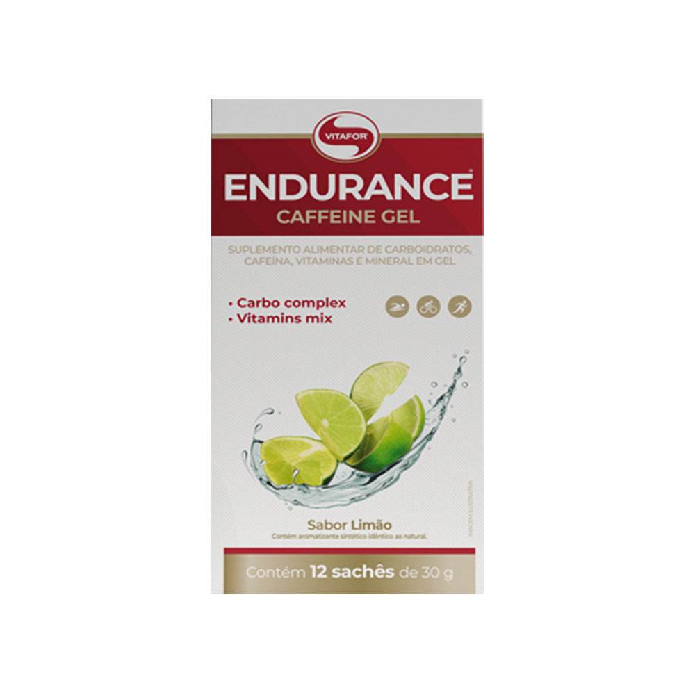 Endurance Caffeine Gel Sachê Sabor Limão Display 12 Sachês Vitafor