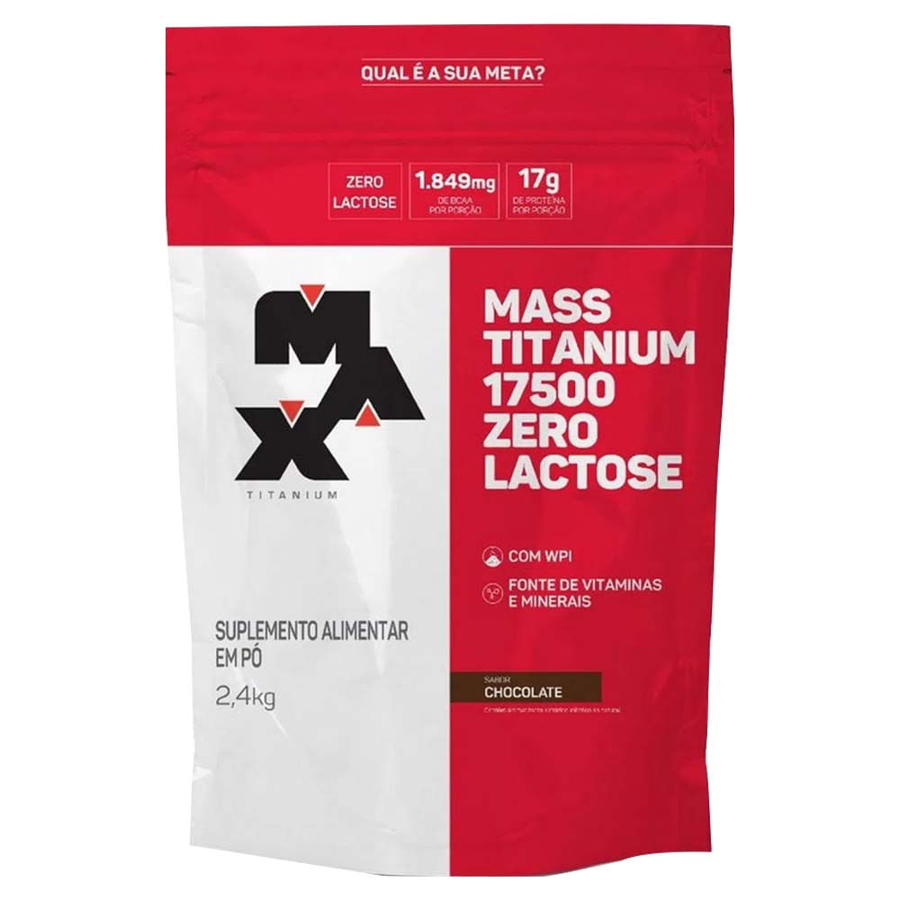 Massa 17500 Zero Lactose Chocolate Refil 2,4kg Max Titanium