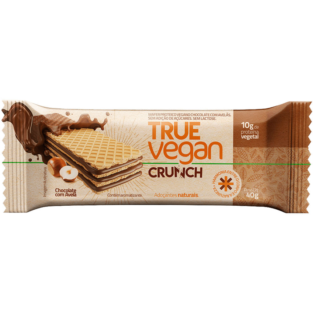 True Vegan Crunch Sabor Chocolate com Avelã 40g True Source