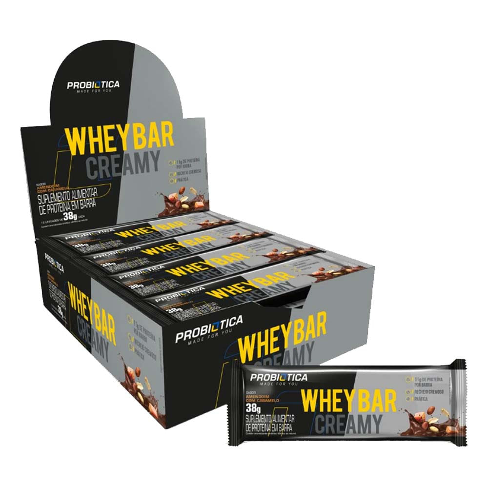 Whey Bar Creamy Amendoim com Caramelo 38g Probiótica - Empório Quatro  Estrelas - emporioquatroestrelas