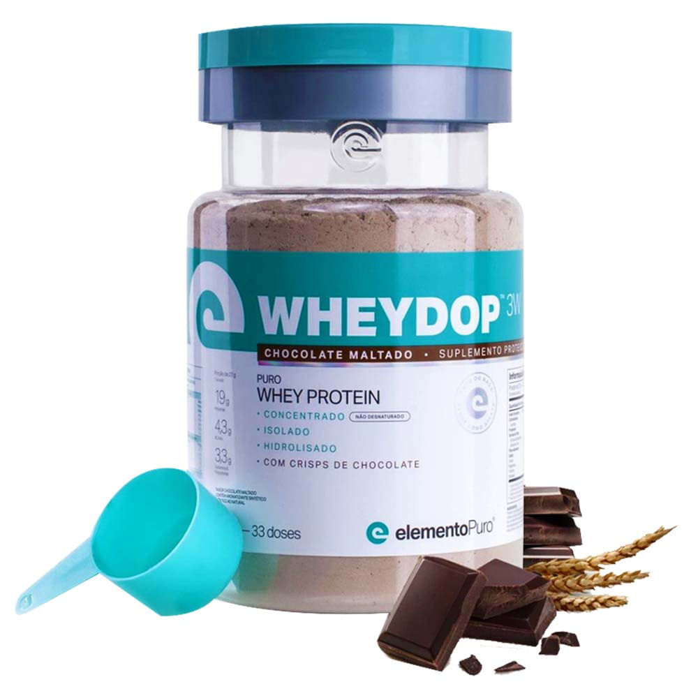 Wheydop Whey Protein 3W Sabor Chocolate Maltado 900g Elemento Puro