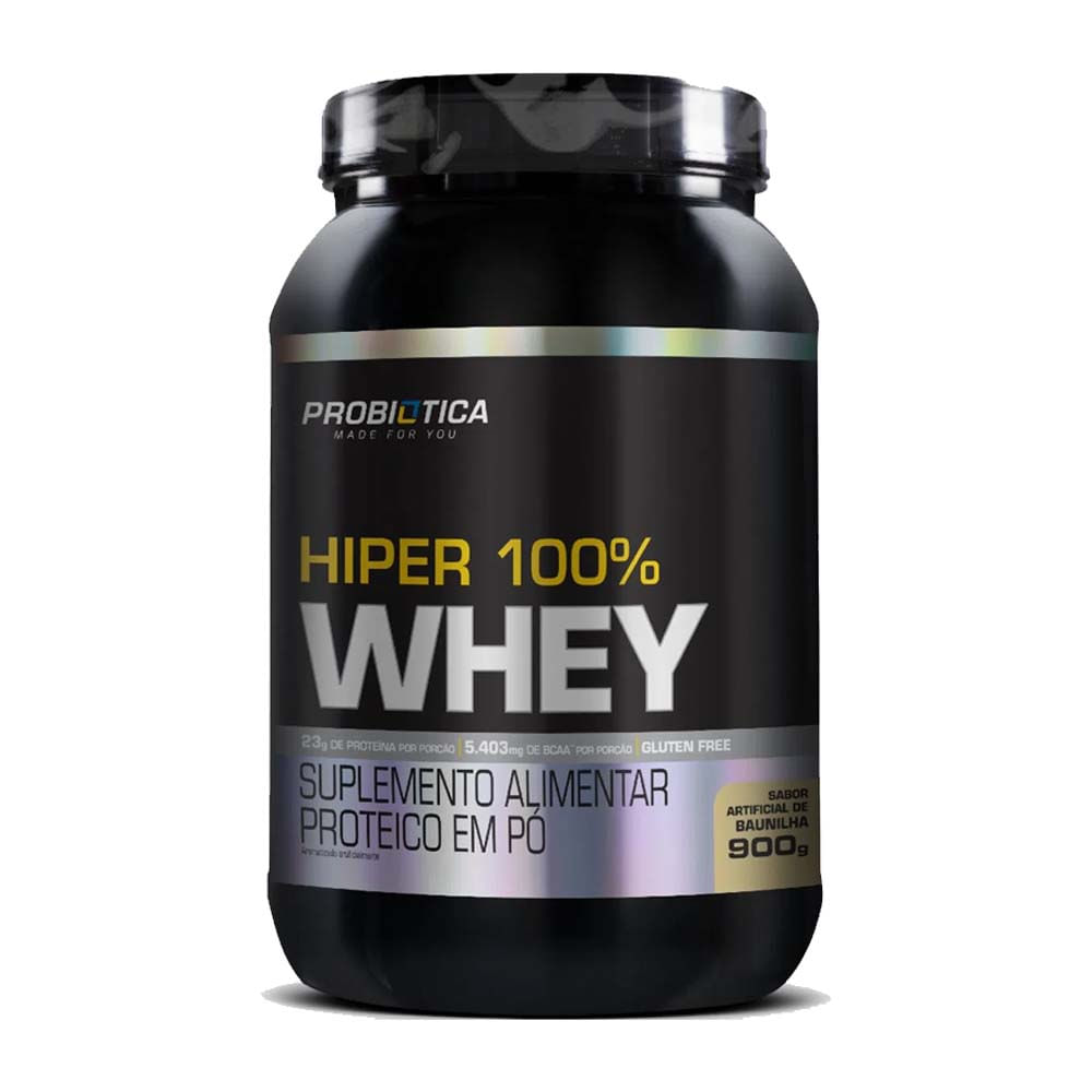 Whey Protein Hiper 100% Baunilha 900g Probiótica