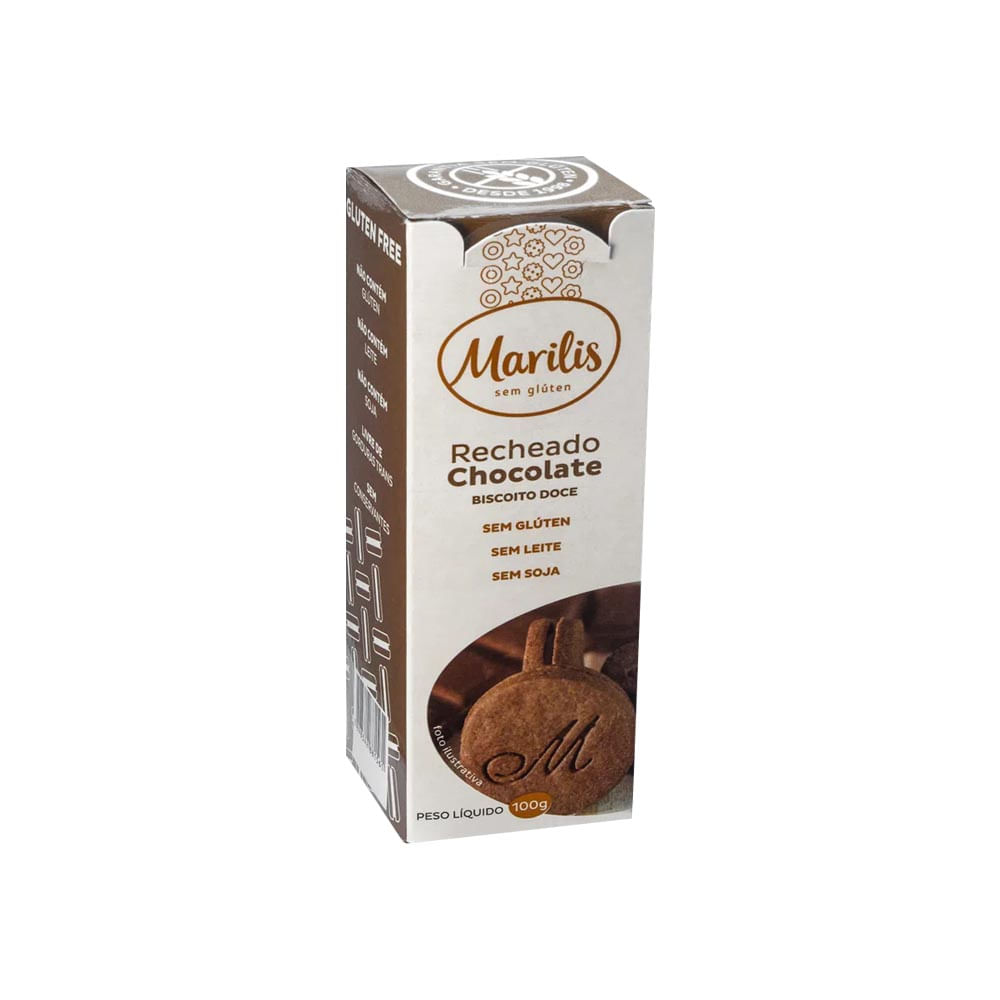 Biscoito Sem Glúten Recheado sabor  Chocolate 100g Marilis