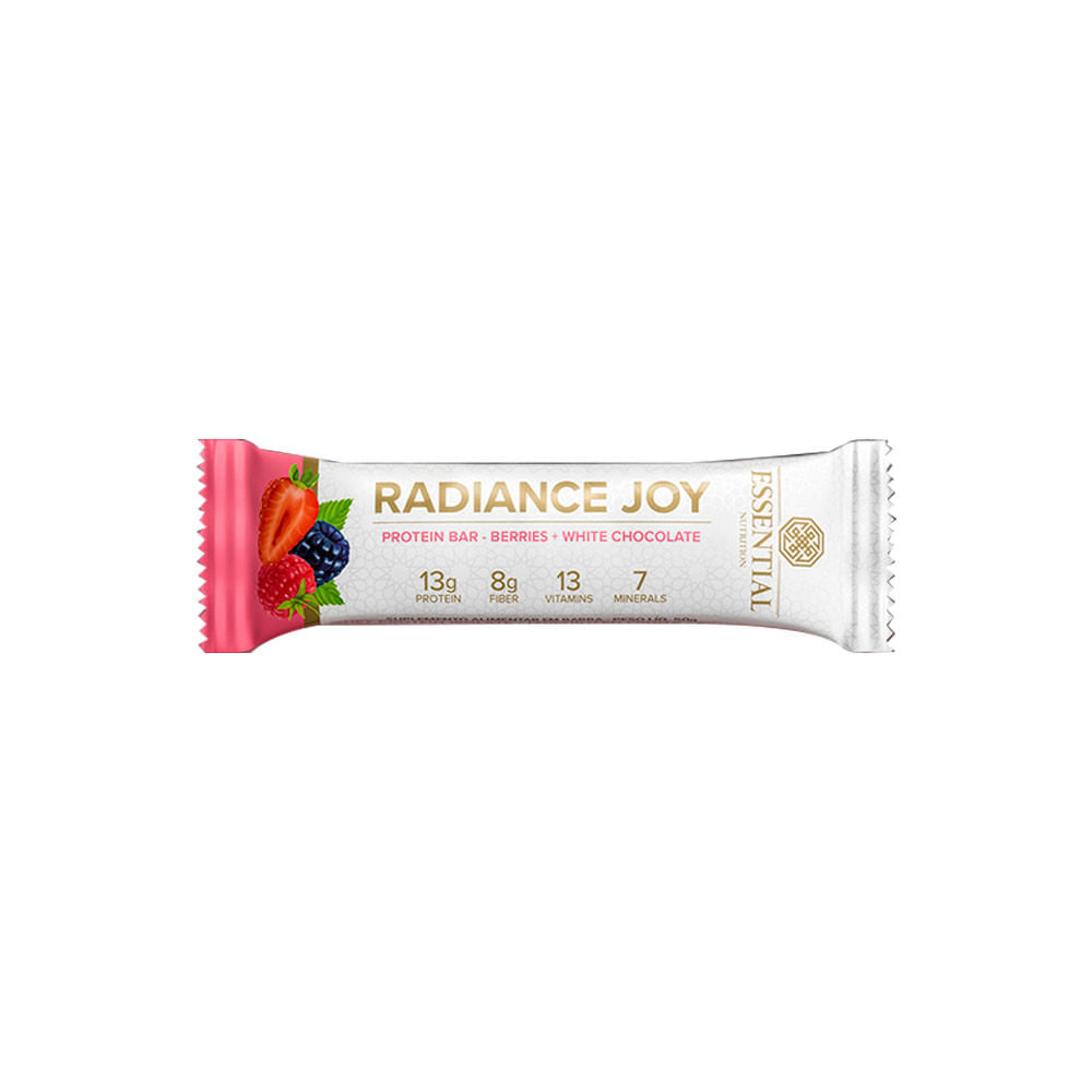 Radiance Joy Barra de Proteína Berries e Chocolate Branco 50g Essential Nutrition
