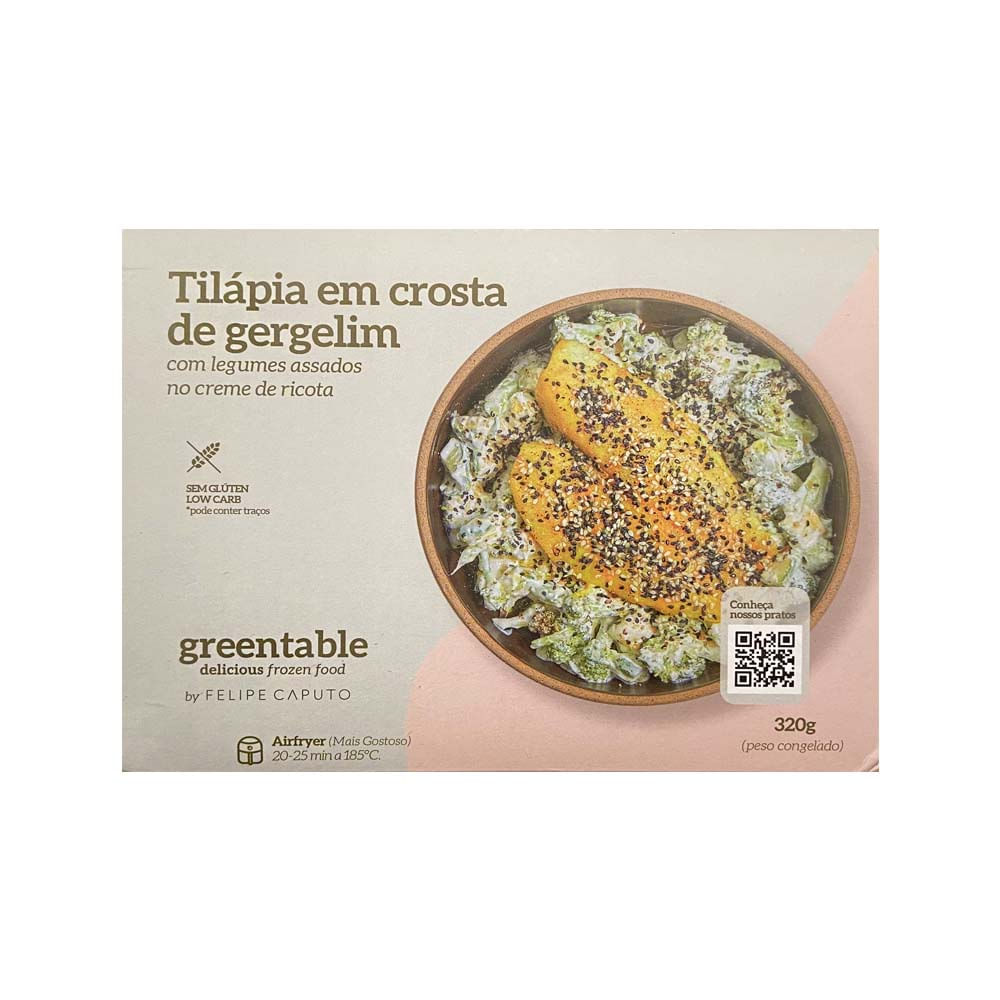 Tilápia em Crosta de Gergelim com Legumes Assados no Creme de Ricota 320g Green Table