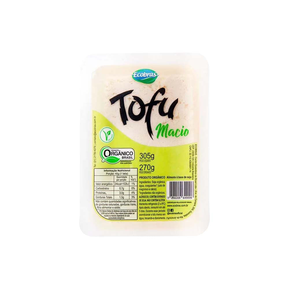 Tofu Orgânico Macio 270g Ecobras