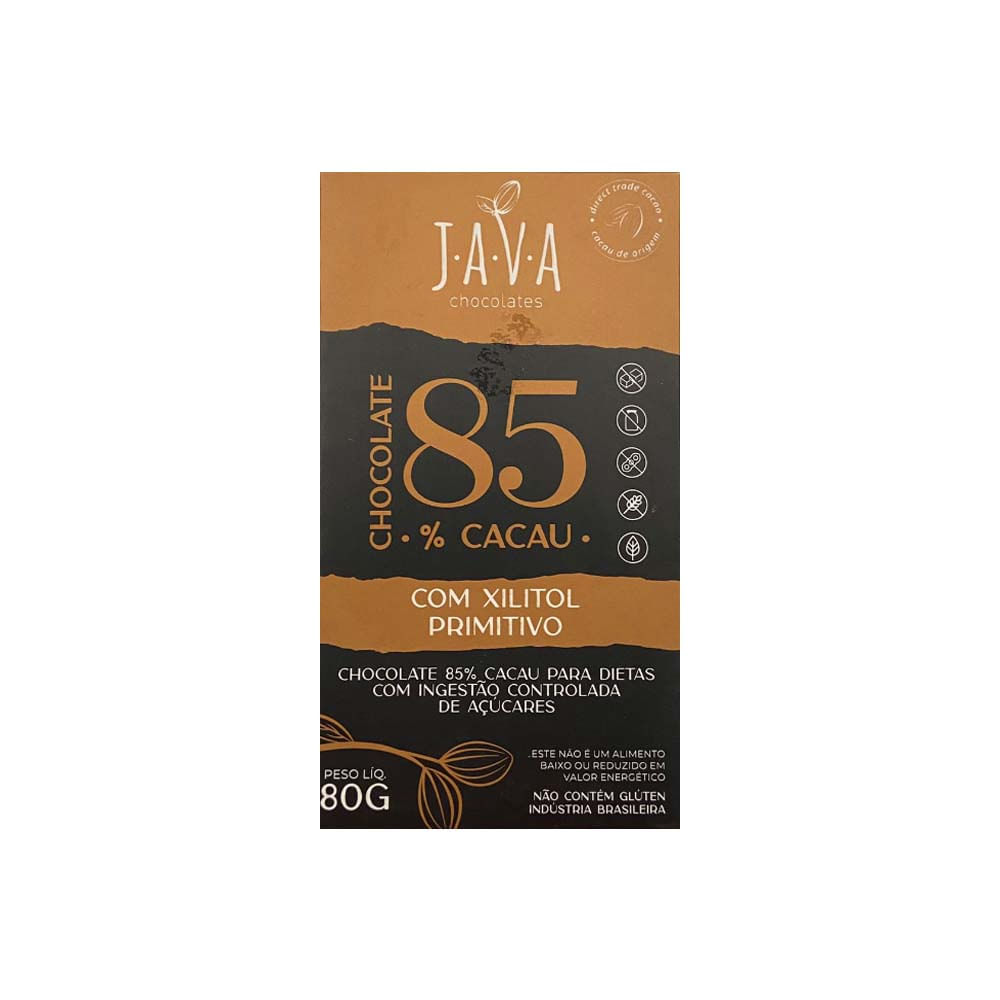 Java — Chocolate low carb 85% cacau com xilitol