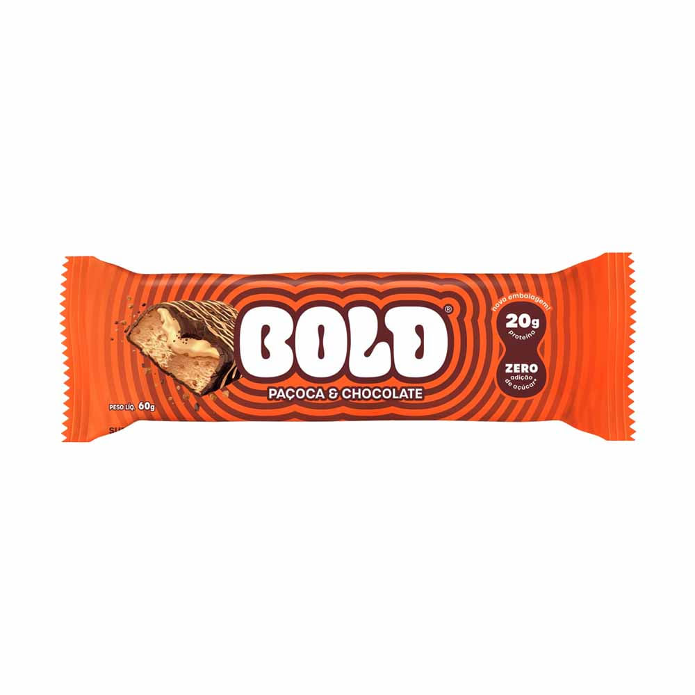 Barrinha Bold Bar Paçoca e Chocolate 60g Bold Nutrition