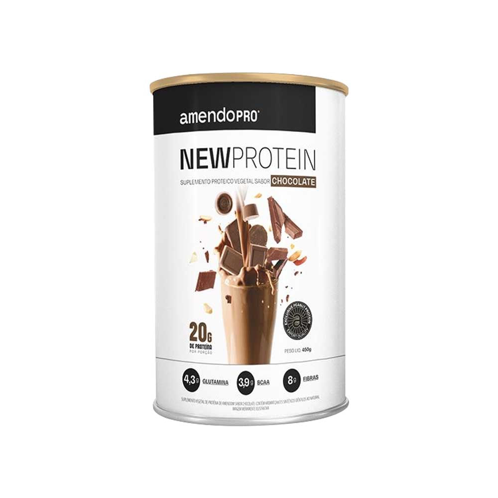 New Protein Proteína Vegetal de Amendoim sabor Chocolate 450g AmendoPro