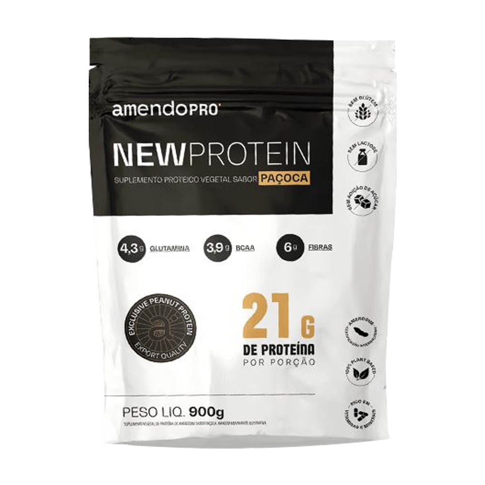 New Protein Proteína Vegetal de Amendoim sabor Paçoca 900g AmendoPro