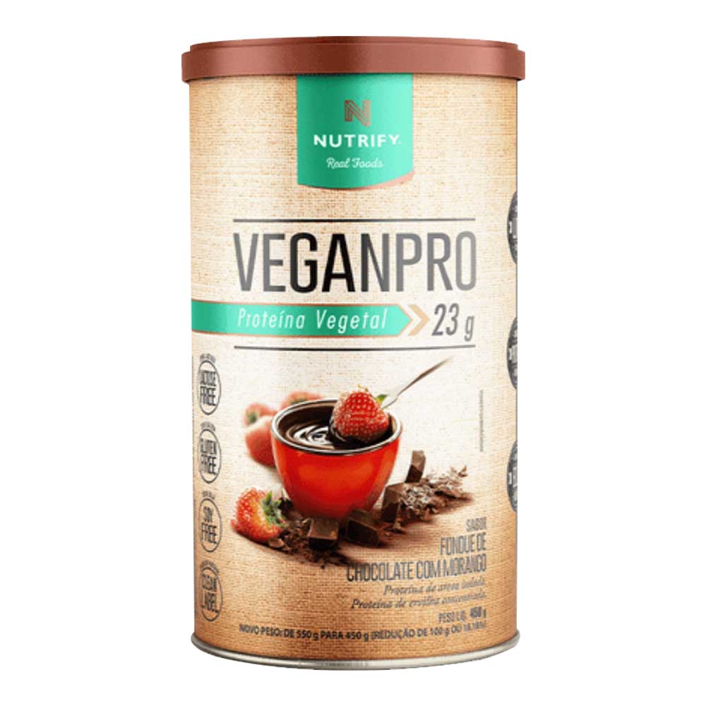 Veganpro Proteína Vegetal Sabor Fondue de Chocolate com Morango 450g Nutrify