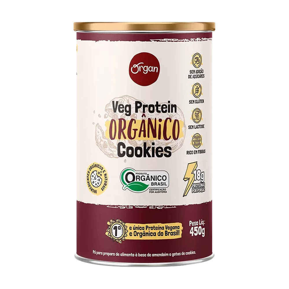 Veg Protein Amendoim Orgânico Sabor Cookies 450g Organ