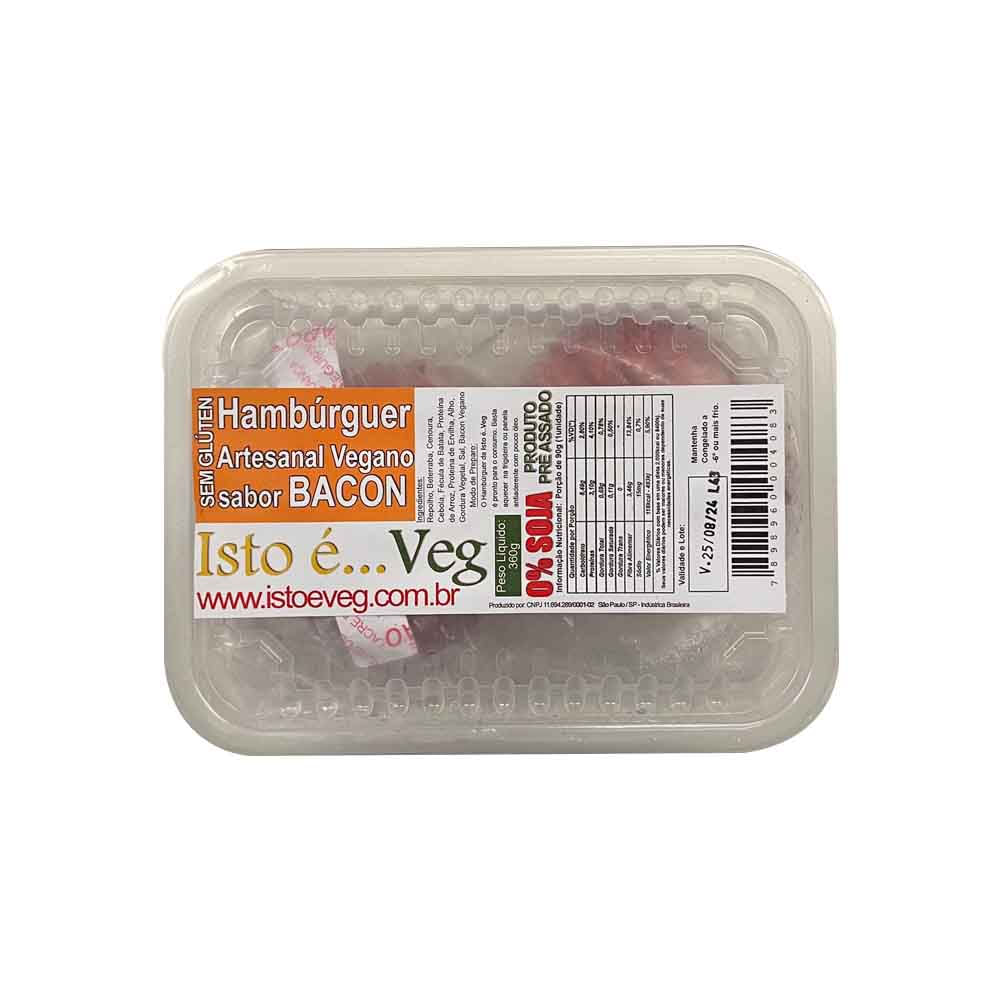 Hambúrguer Artesanal Vegano sabor Bacon 360g Isto é Veg