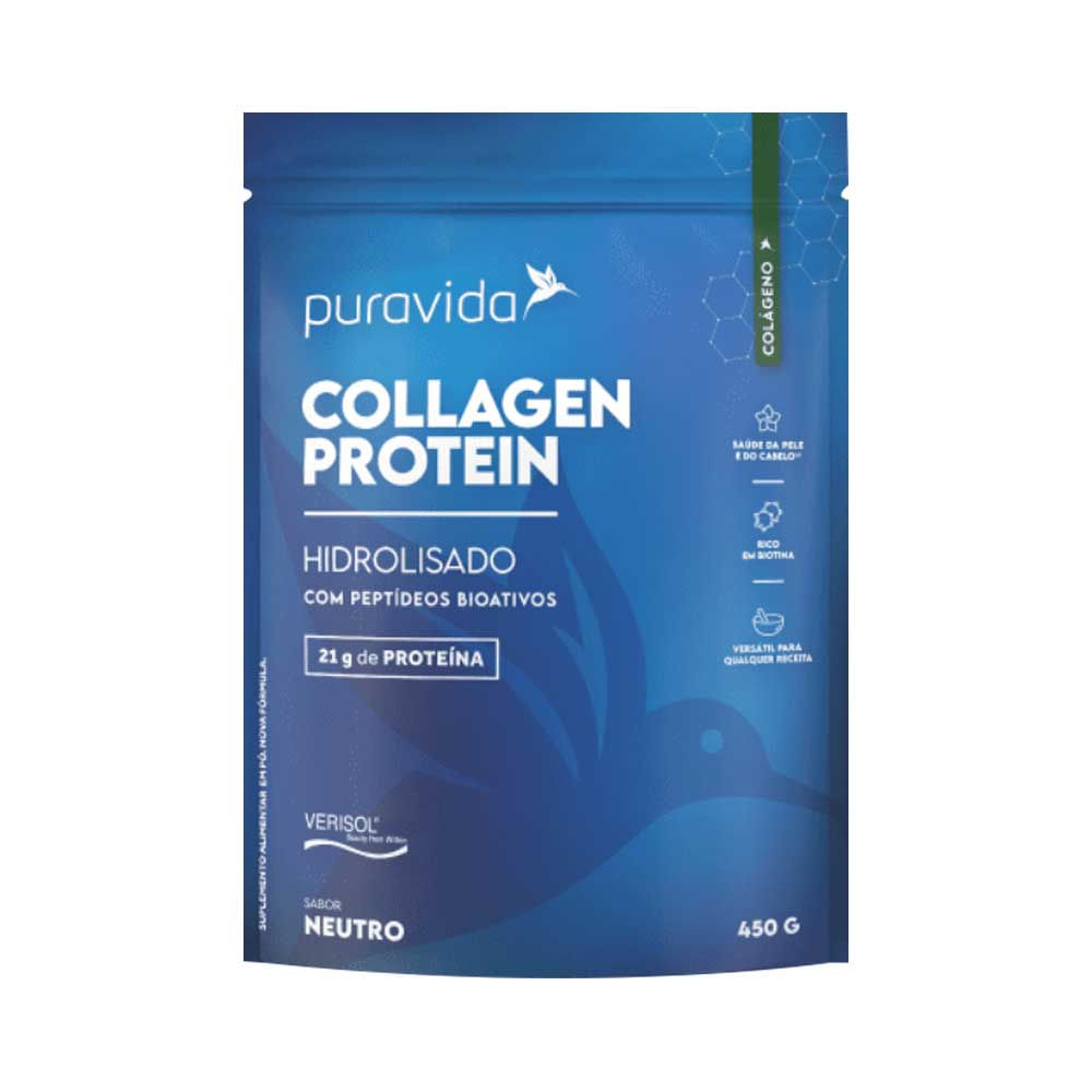 Collagen Protein Hidrolisado com Peptídeos Bioativos Puro 450g PuraVida