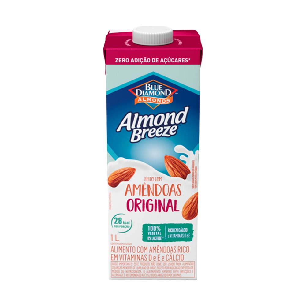 Bebida Vegetal de Amêndoas Original Zero Açúcar Almond Breeze 1L Blue Diamond Almonds