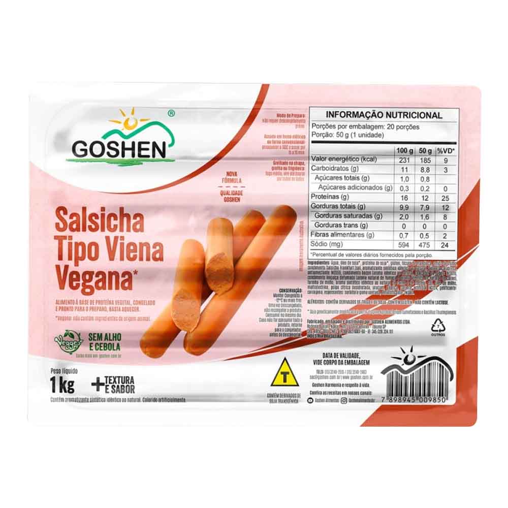 Salsicha Viena Vegana 1Kg Goshen