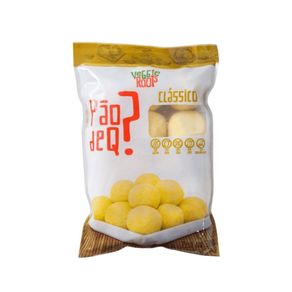 Embalagem-do-Pao-de-Q--Classico-Veggie-Roots-pao-de-queijo-vegano-sem-gluten-leite-ou-ovos.-Pacote-branco-e-dourado-com-imagem-do-produto.