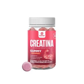 Frasco-de-suplemento-alimentar-Creatina-Gummy-sabor-morango-com-60-gomas