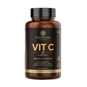 Frasco-da-Vitamina-C-4-Protect-Essential-Nutrition-com-180-capsulas-enriquecida-com-zinco-lisina-e-betaglucana